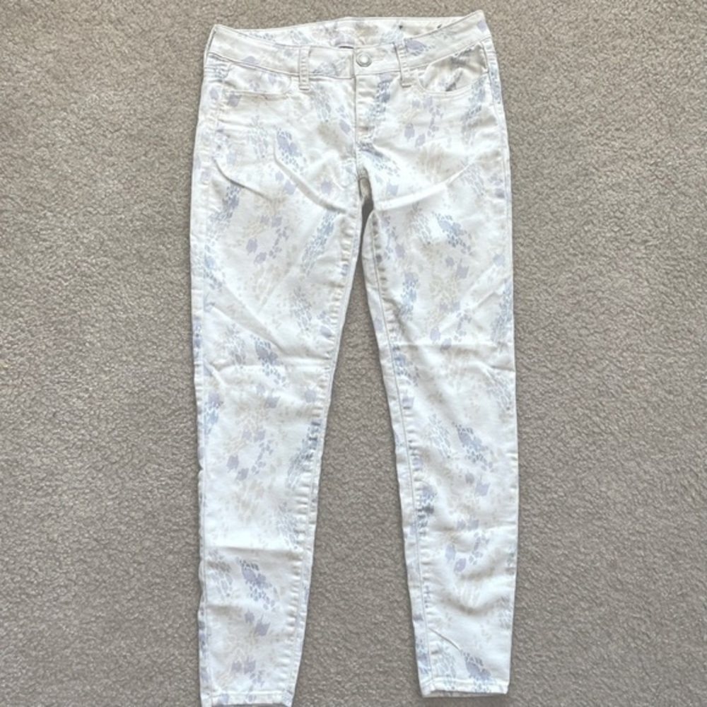 American Eagle White Patterned Jegging Jeans - image 1